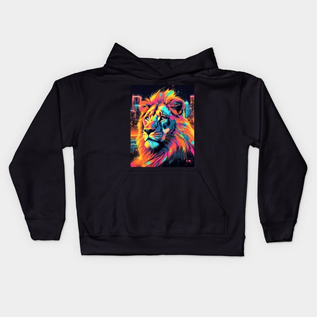 Neon King Kids Hoodie by Phygital Fusion
